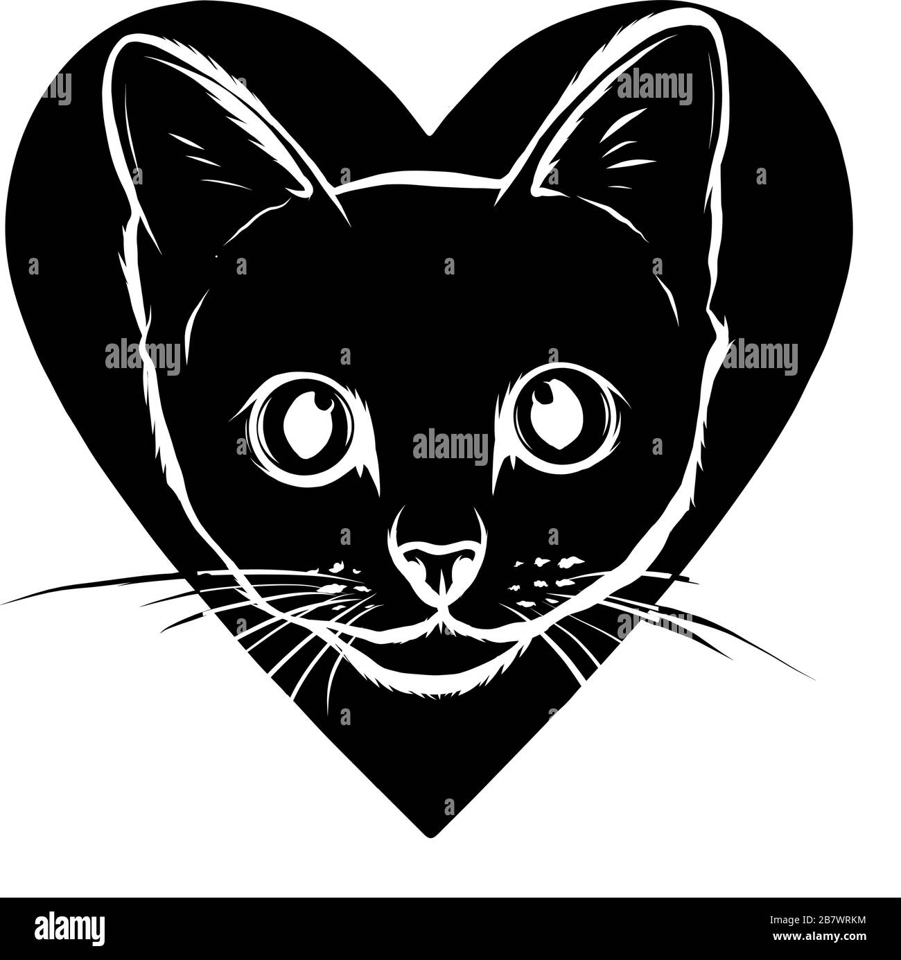 tête à rayures et pois cat, graphiques vectoriels symétriques, couleur Illustration de Vecteur