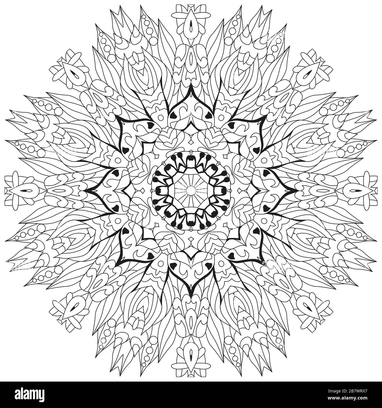 Hand drawn zentangle ornement circulaire pour colorier. Illustration de Vecteur