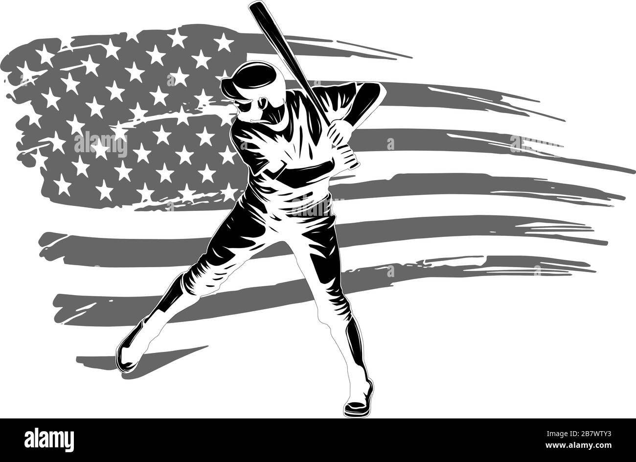 Illustration vectorielle d'un joueur de base-ball qui frappe le ballon. Belle affiche sur le thème du sport. Illustration de Vecteur