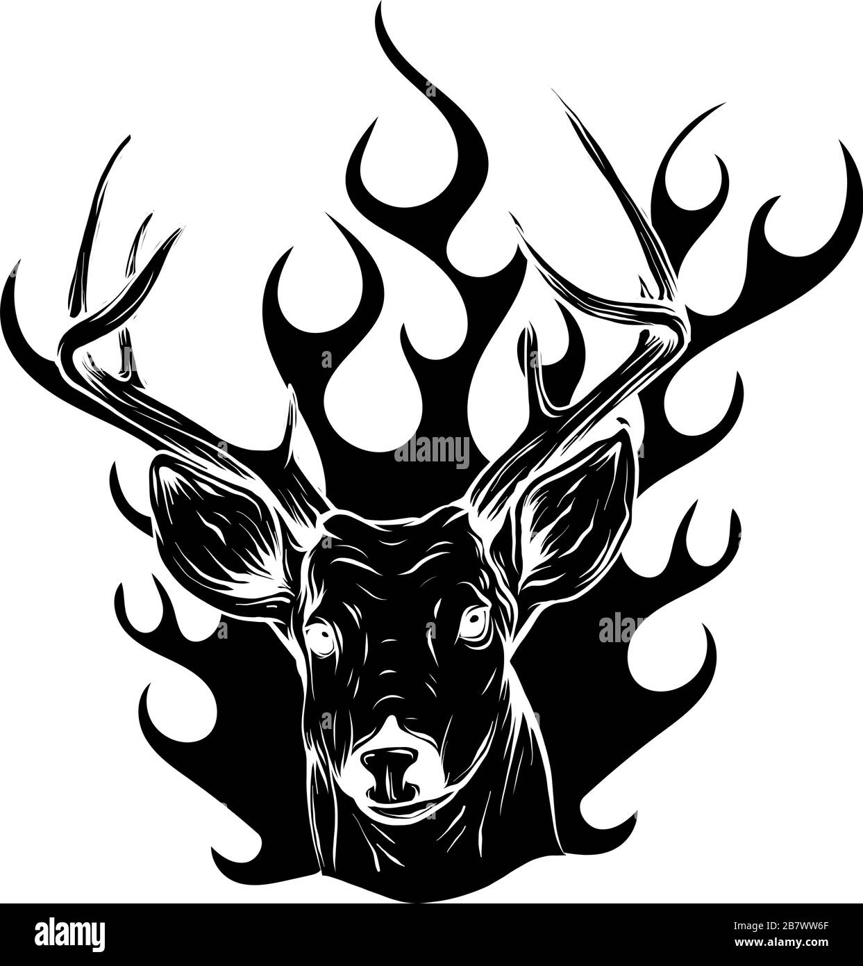 deer esquisse vecteur graphiques tête de couleur avec des cornes Illustration de Vecteur