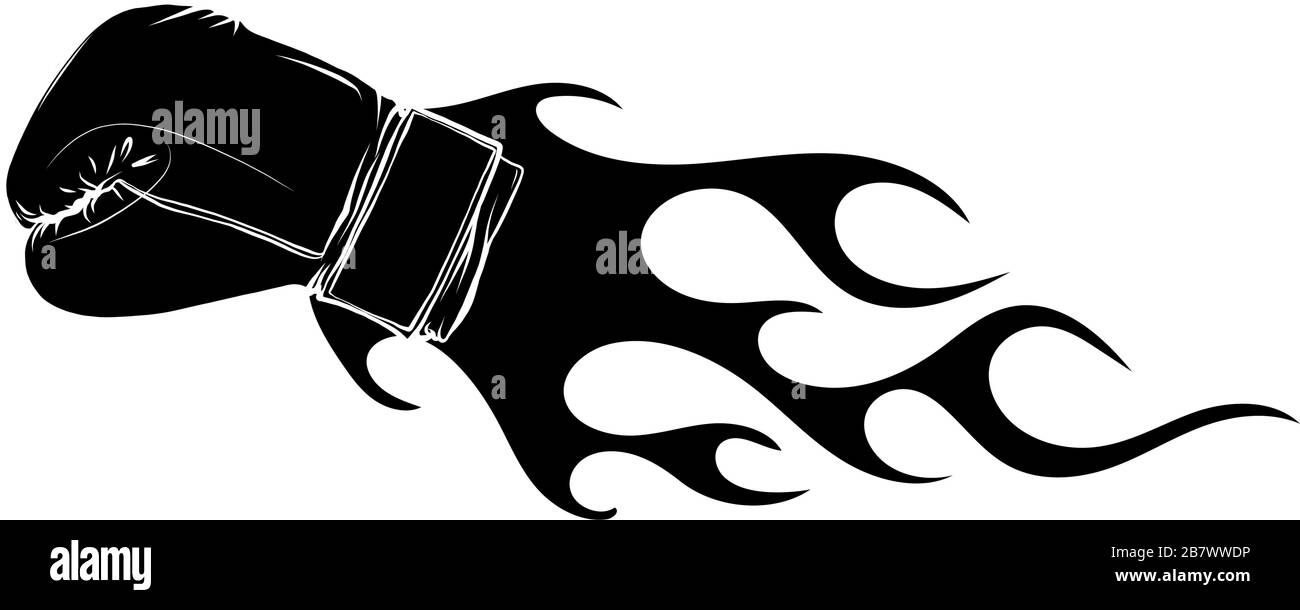 Poster rétro vectoriel pour une boxe avec gant. Illustration de Vecteur