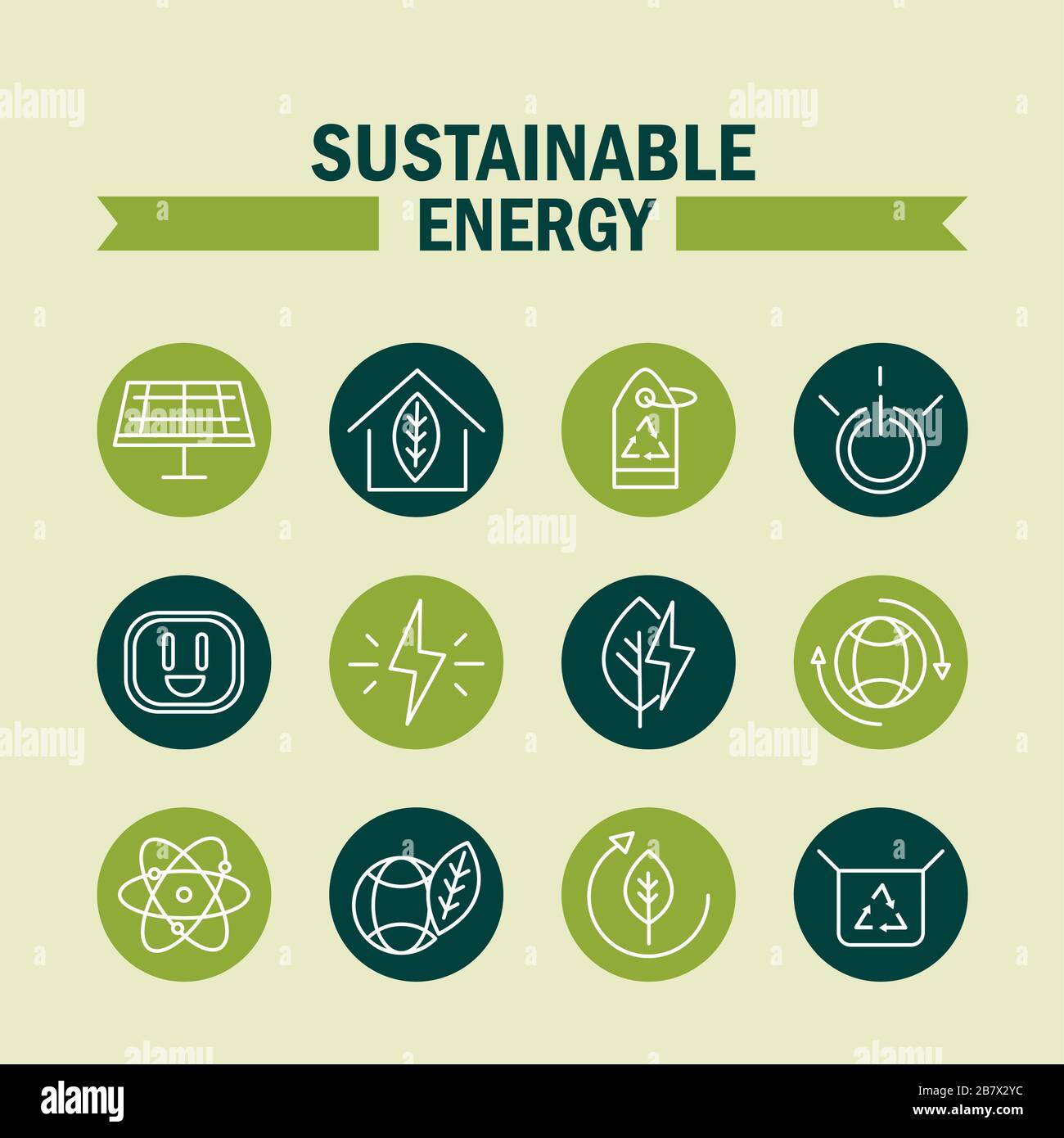 les icônes d'écologie renouvelable alternative à l'énergie durable définissent l'icône de style de ligne de bloc d'illustration vectorielle Illustration de Vecteur