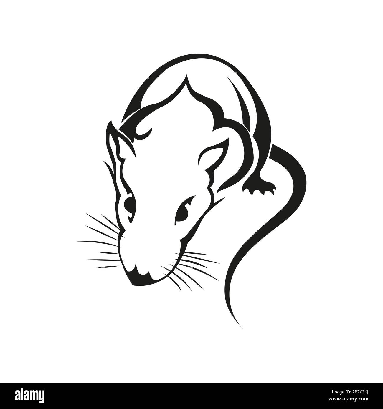 Icône rat. Zodiac chinois signe année de rat, rouge de papier coupé rat. Bonne année chinoise 2020 année du rat Illustration de Vecteur