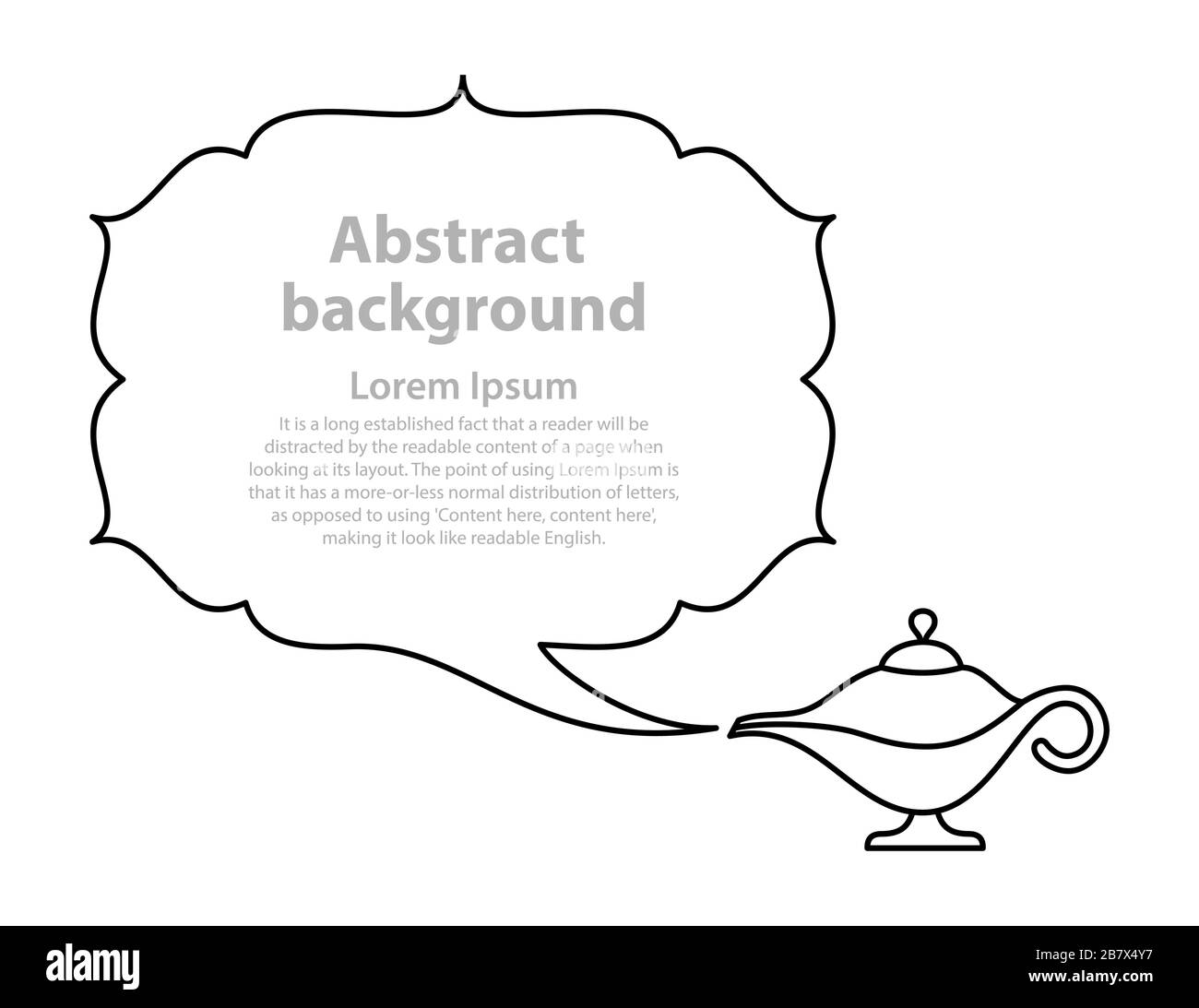 Lampe magique discours bulle fumée vecteur Aladdin lampe silhouette abstrait bordure de fumée tirée d'un génie. Illustration vectorielle Illustration de Vecteur