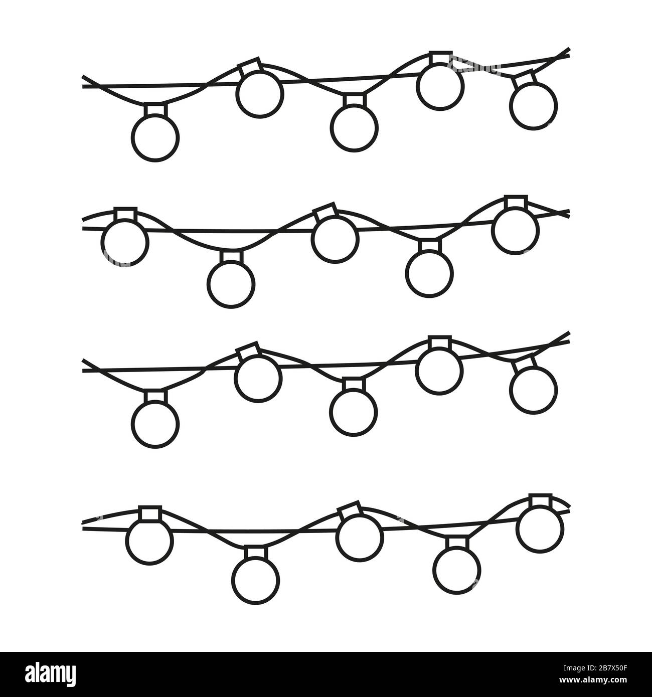 Carte de Noël. Illustration clipart vectorielle. Décoration festive d'hiver avec motifs carte postale et lumières de Noël Illustration de Vecteur