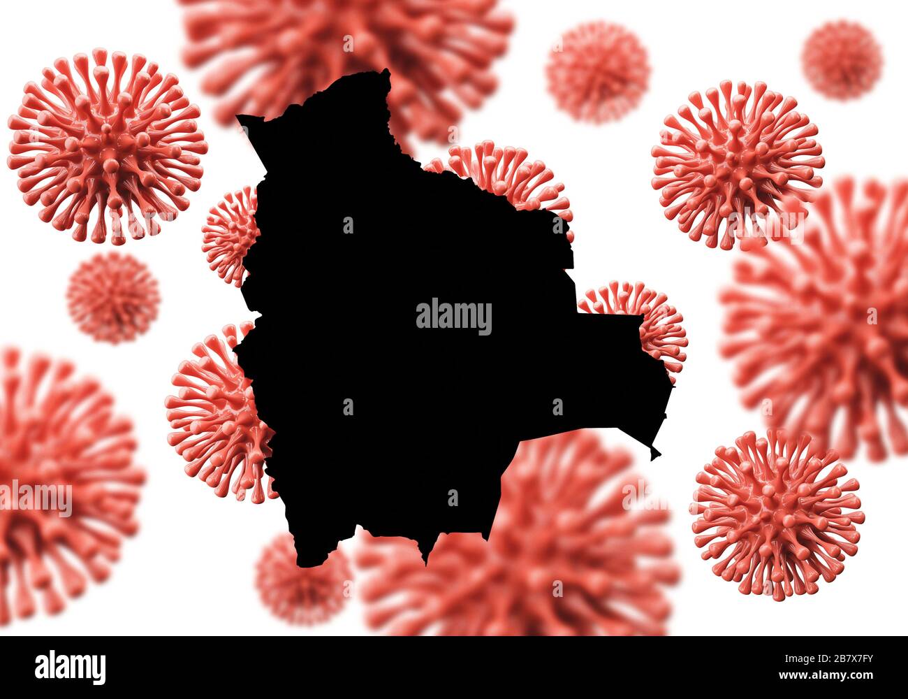 Bolivie carte sur un fond microbe de virus scientifique. Rendu 3D Banque D'Images