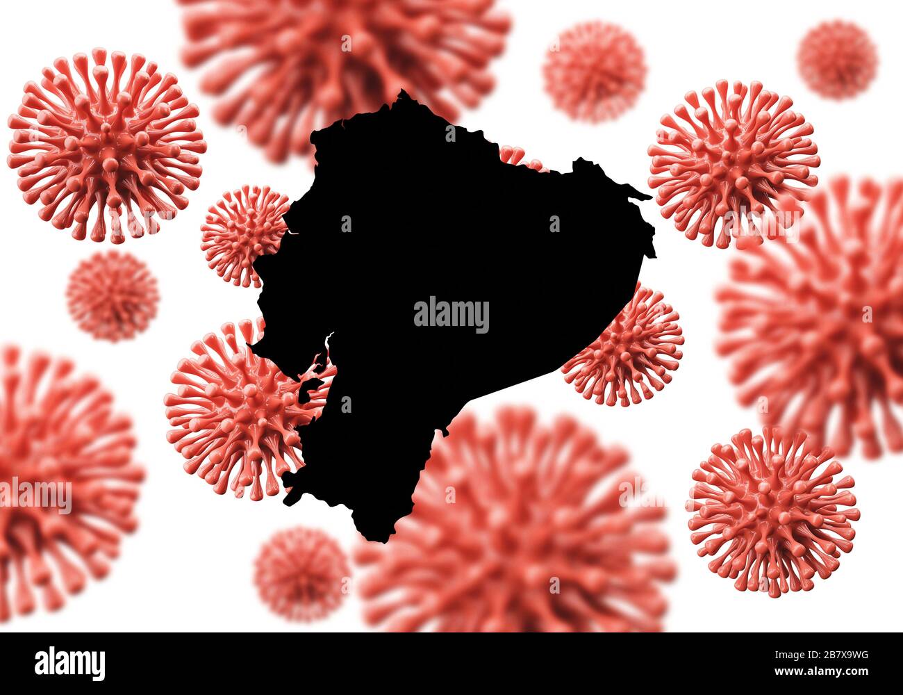 Carte de l'Équateur sur un fond microbe de virus scientifique. Rendu 3D Banque D'Images