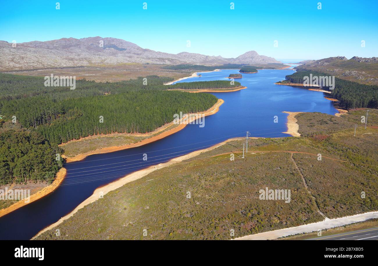 Vue aérienne des barrages de Steenbras Banque D'Images