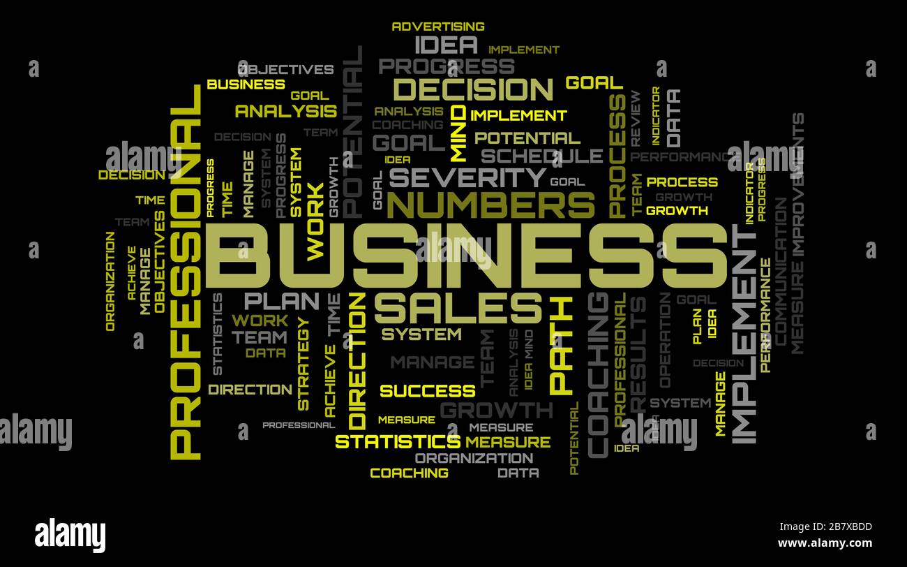 Collage de mots jaunes sur fond blanc. Beau papier peint Word Cloud Banque D'Images