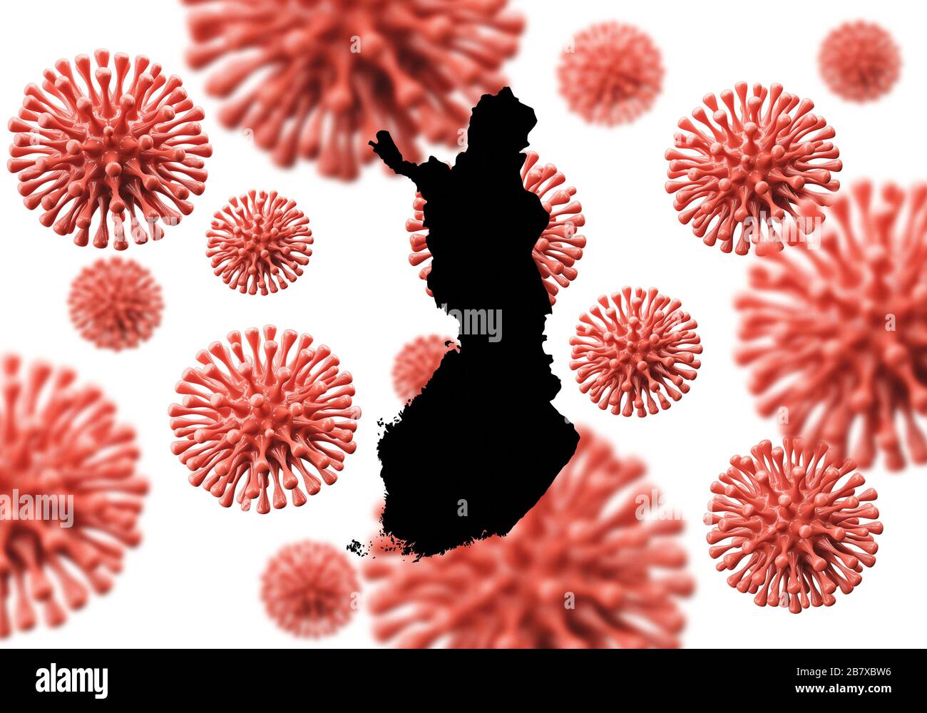 Finlande carte sur un fond de microbe de virus scientifique. Rendu 3D Banque D'Images