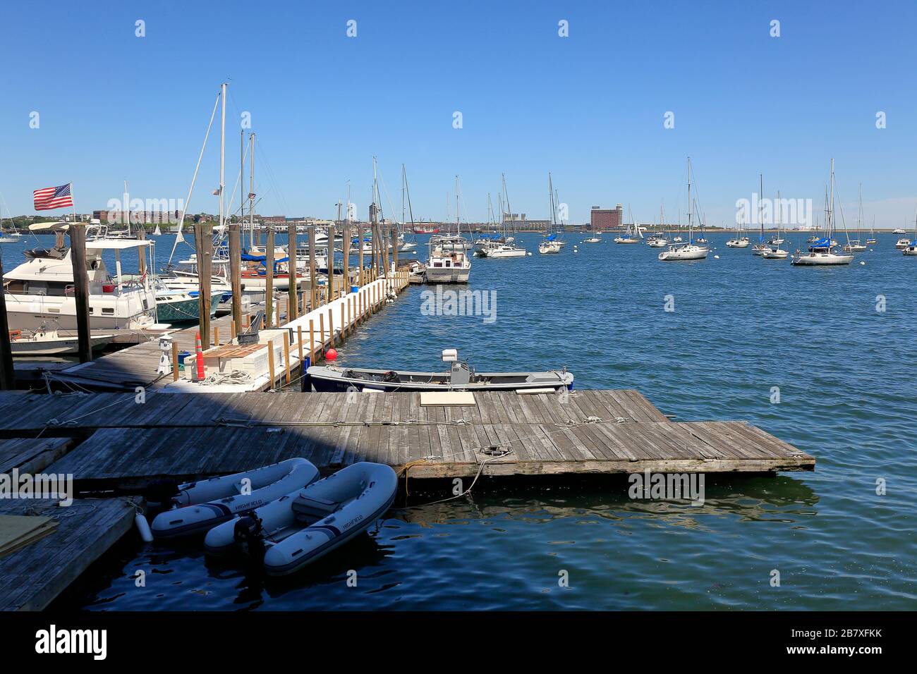 Vue sur Harborwalk Boston Banque D'Images