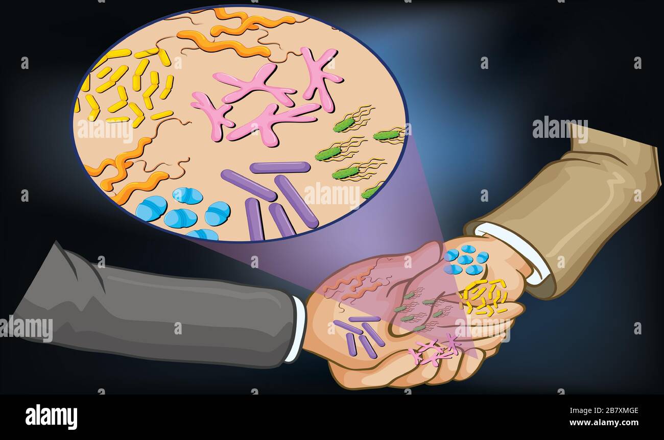 la poignée de main répand les germes d'une personne à l'autre Illustration de Vecteur