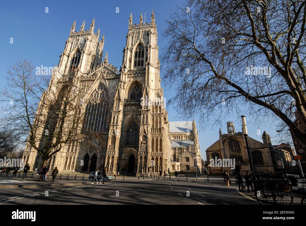 York Minster, également la cathédrale de York, dans la ville historique de York dans le Yorkshire, en Grande-Bretagne. Le Minster est la deuxième plus grande cathédrale gothique de Banque D'Images