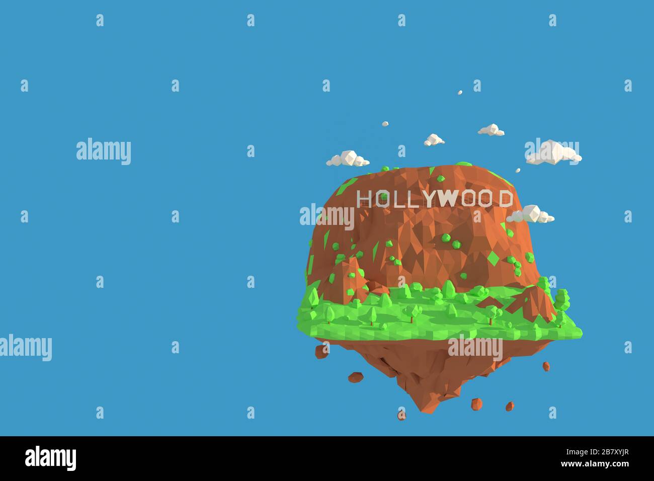 Illustrateur de Hollywood filant le film, Etats-Unis. Rendu 3d arrière-plan de géométrie polygonale faible. Forme géométrique polygonale abstraite. Minim Lowpoly Banque D'Images
