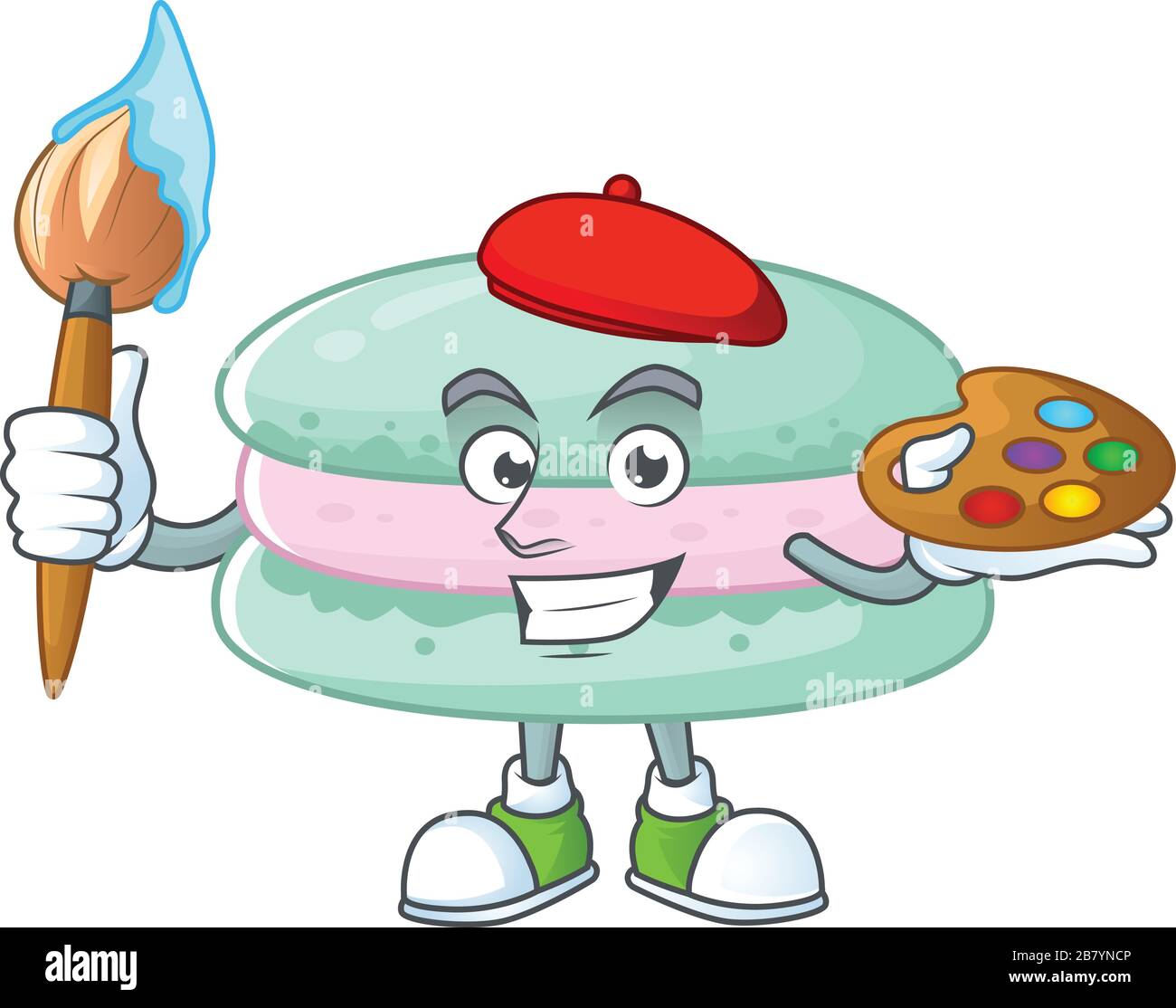 Dessin animé artistique de macarons bleu vanille à l'aide d'une brosse Illustration de Vecteur