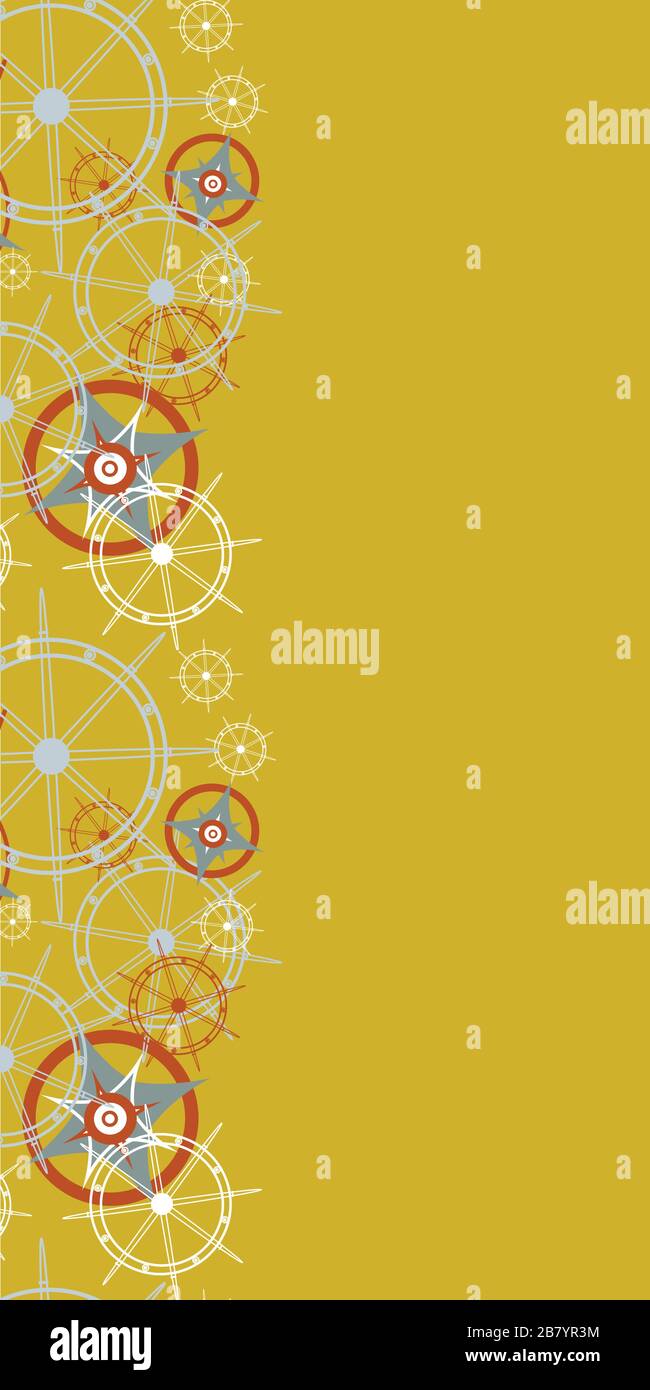 Vector COGS Compass Rose Wheel circle Seamless pattern surface pattern design repeat Illustration de Vecteur