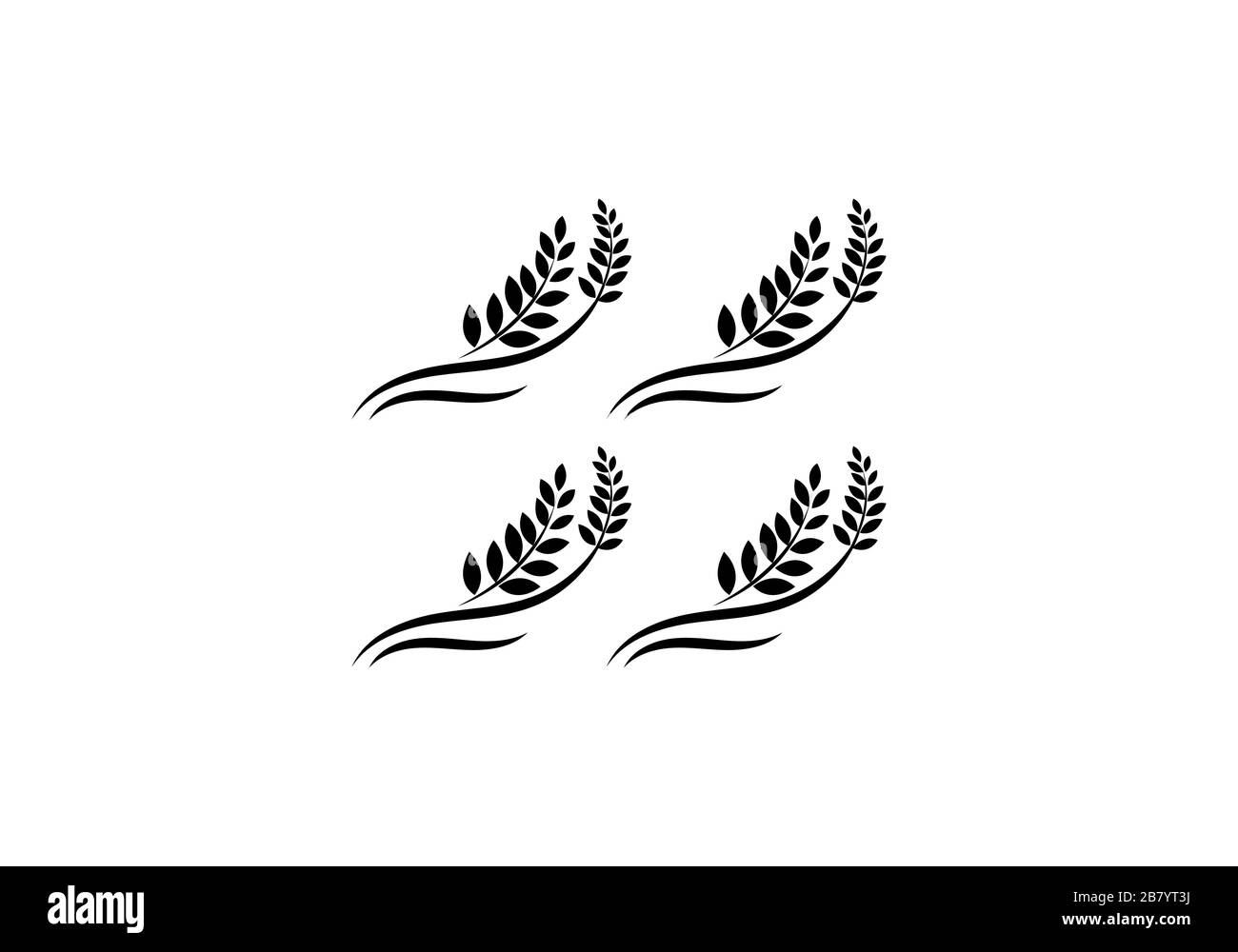 Icône et logo des oreilles de blé. Pour le style d'identité de la société de produits naturels et de la société agricole. Symboles agricoles isolés sur fond blanc. Illustration de Vecteur