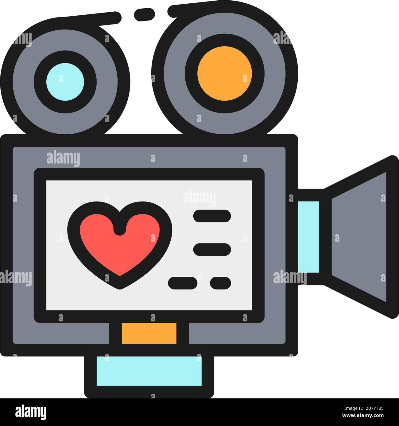 Caméra de cinéma avec bande de film, vidéo de l'histoire d'amour, icône de  ligne de couleur plate de mariage Image Vectorielle Stock - Alamy