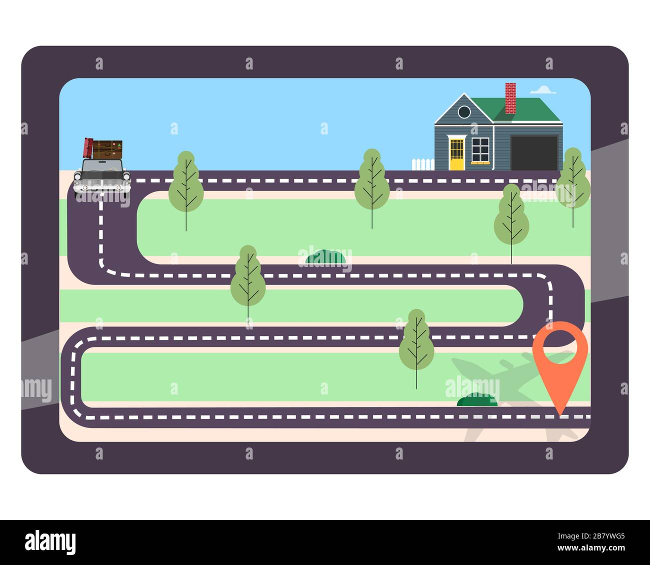Navigation GPS. Carte Web avec marqueur dans la tablette. Illustration vectorielle Illustration de Vecteur