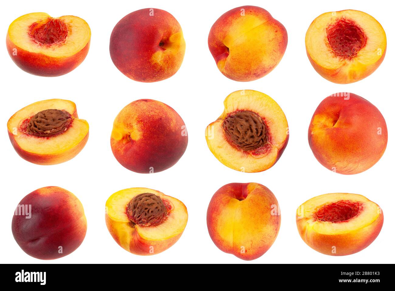 Fruit mûr nectarine isolé sur blanc Banque D'Images