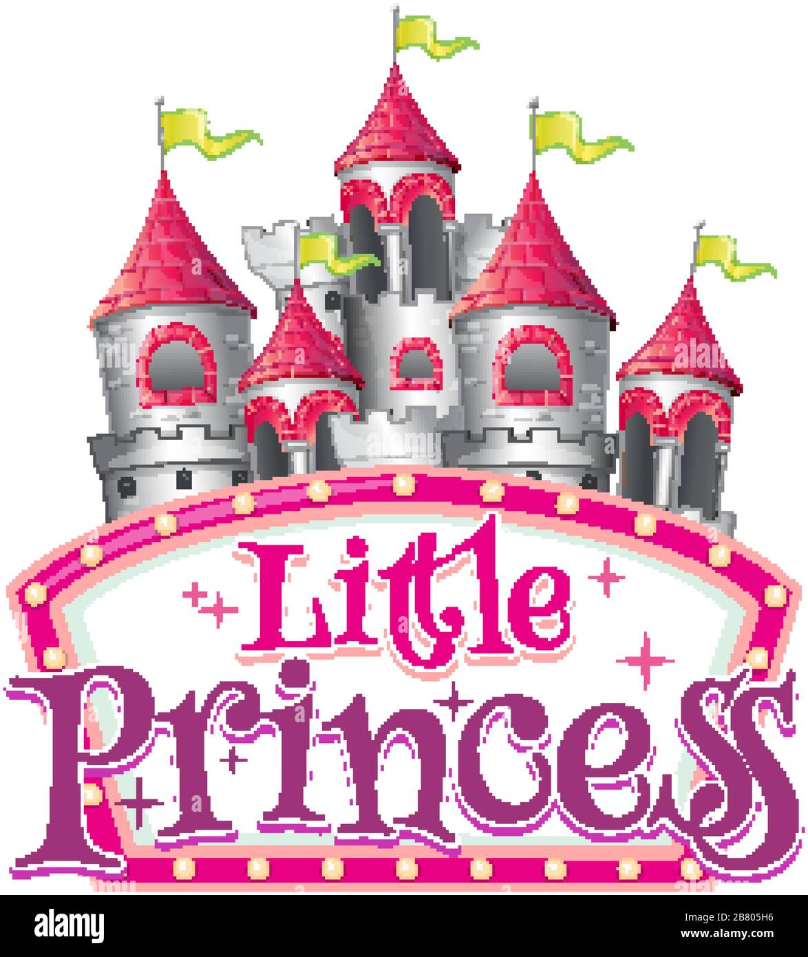 Police de caractères pour mot petite princesse avec de grandes tours sur fond blanc illustration Illustration de Vecteur