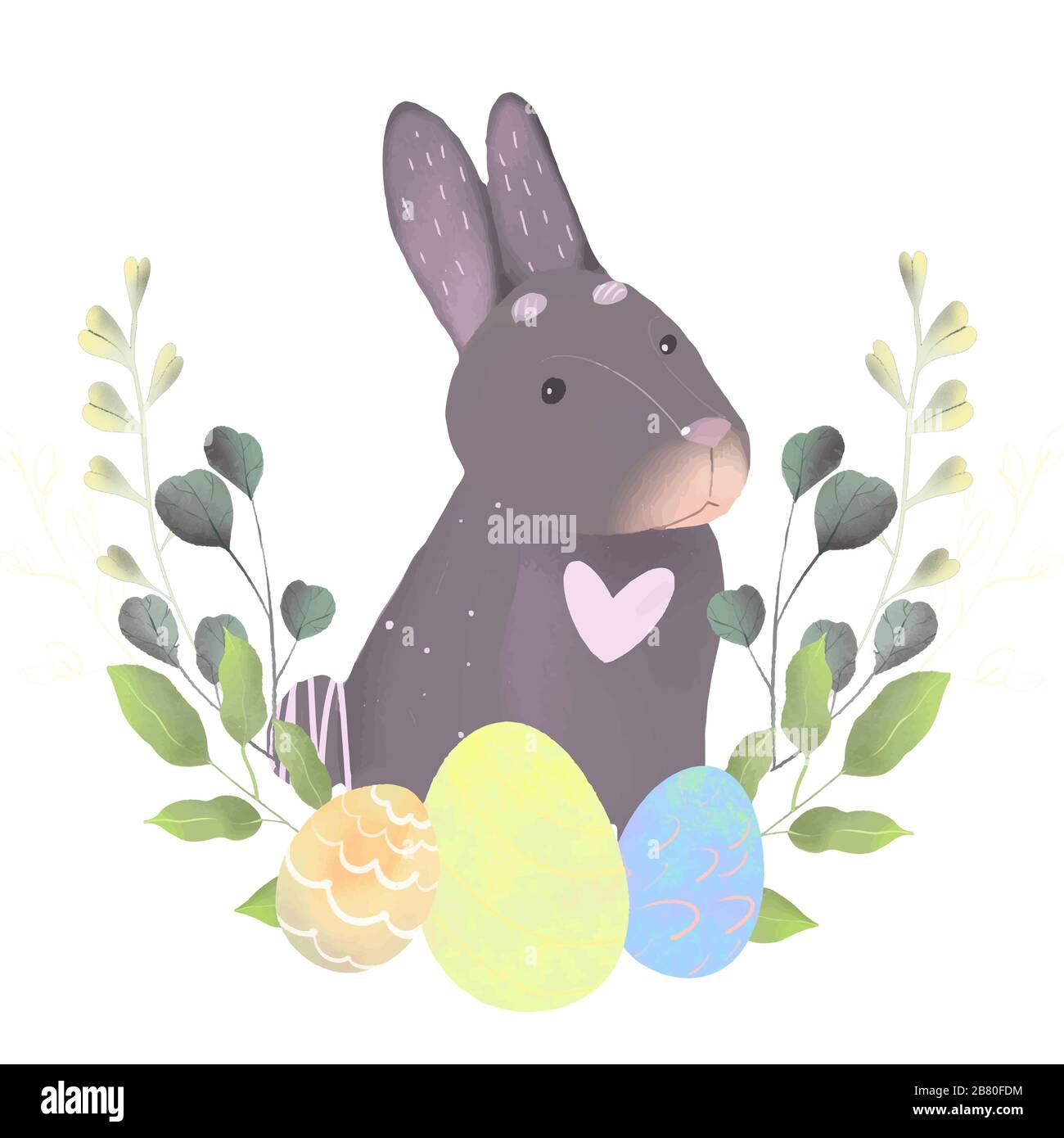 Carte De Paques Avec Cadre En Forme De Lapin Fleurs Printanieres Sur Fond Geometrique Moderne Colore Illustration Placer Pour Votre Texte Photo Stock Alamy