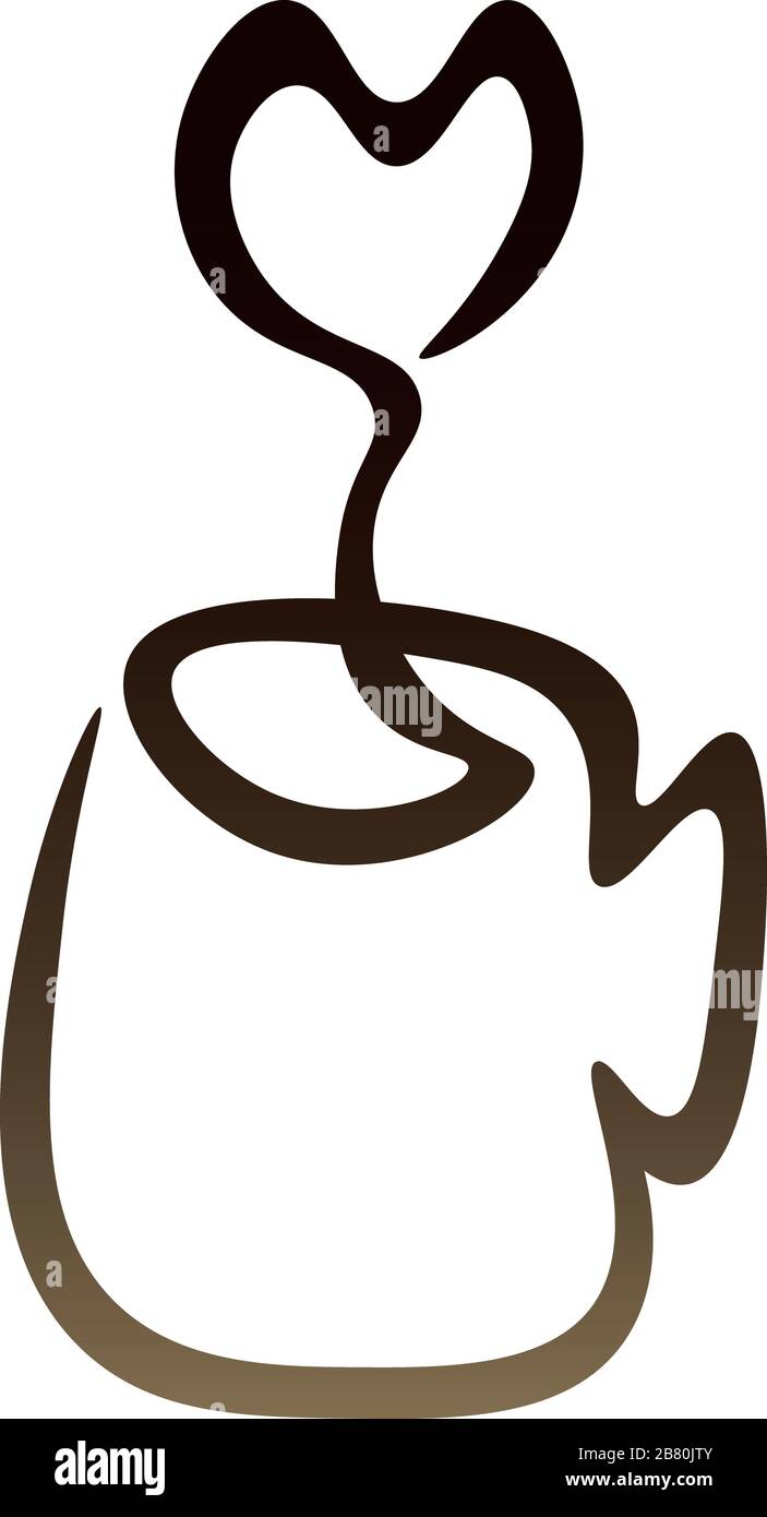 Dessin d'une ligne. Une tasse de café chaud. Logo. Illustration de Vecteur