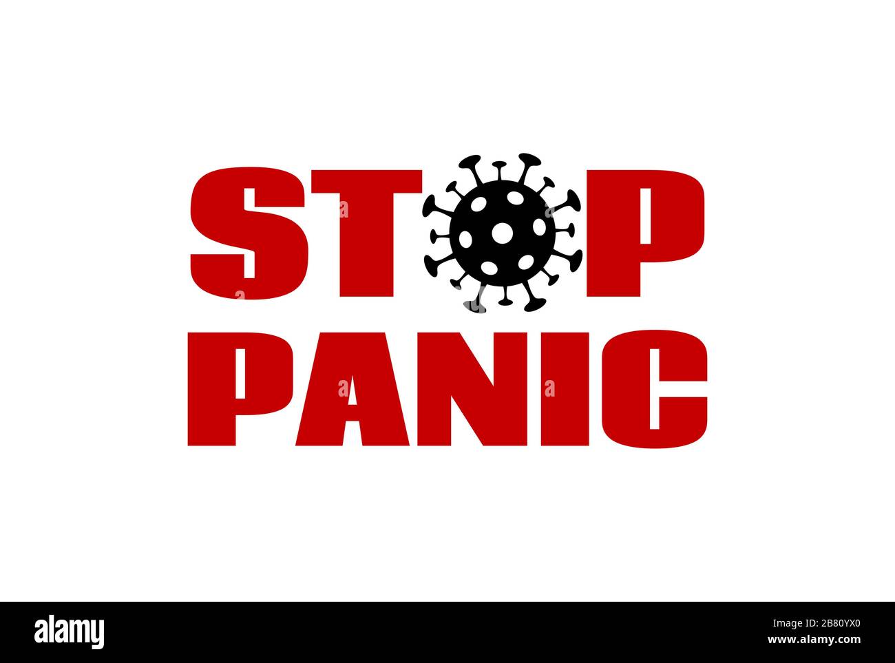 Arrêter la panique. Bannière vectorielle, affiche pour la prévention de l'épidémie de coronavirus Illustration de Vecteur