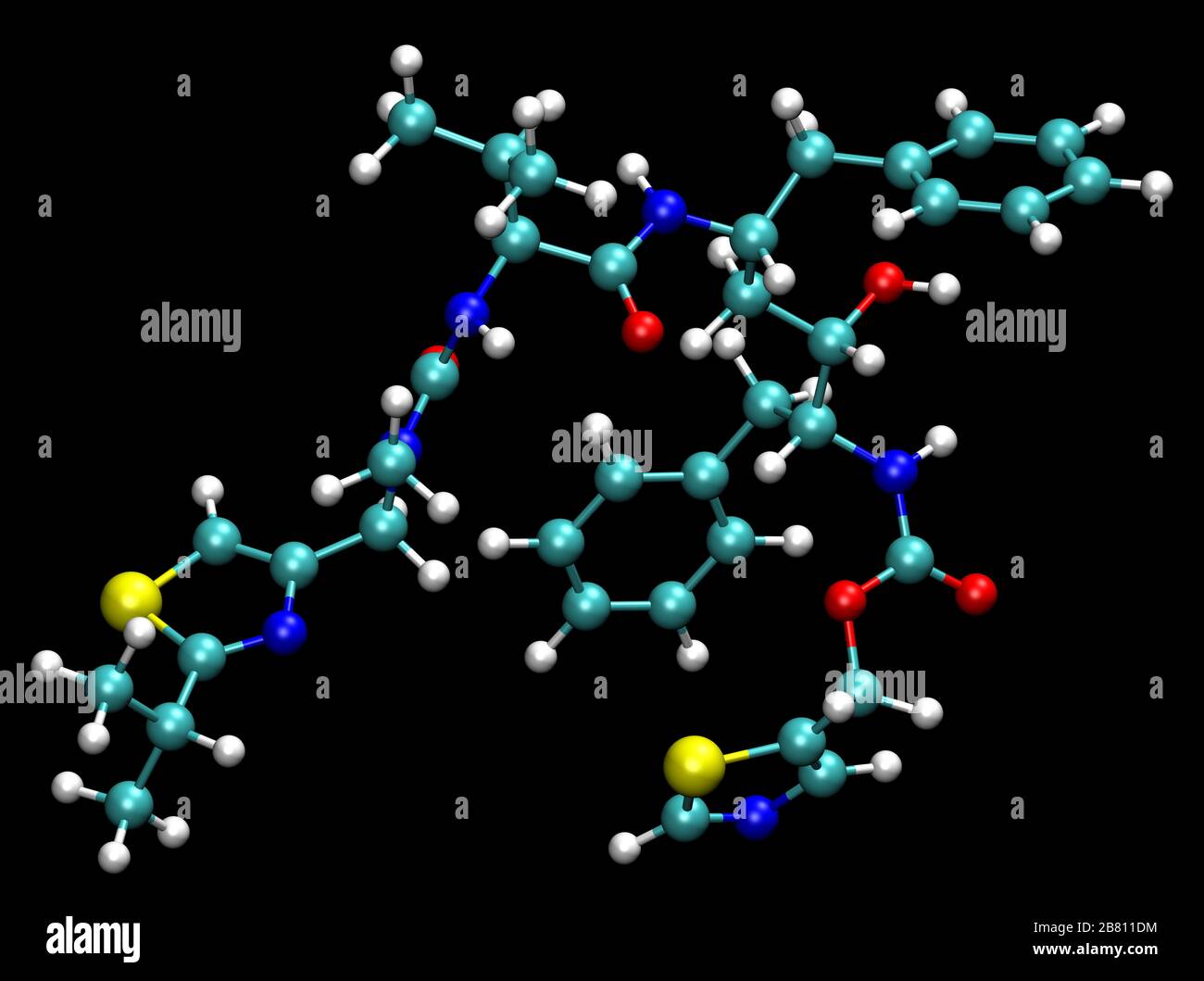 Structure tridimensionnelle du Ritonavir antiviral, actif contre le coronavirus COVID-19 et le VIH Banque D'Images