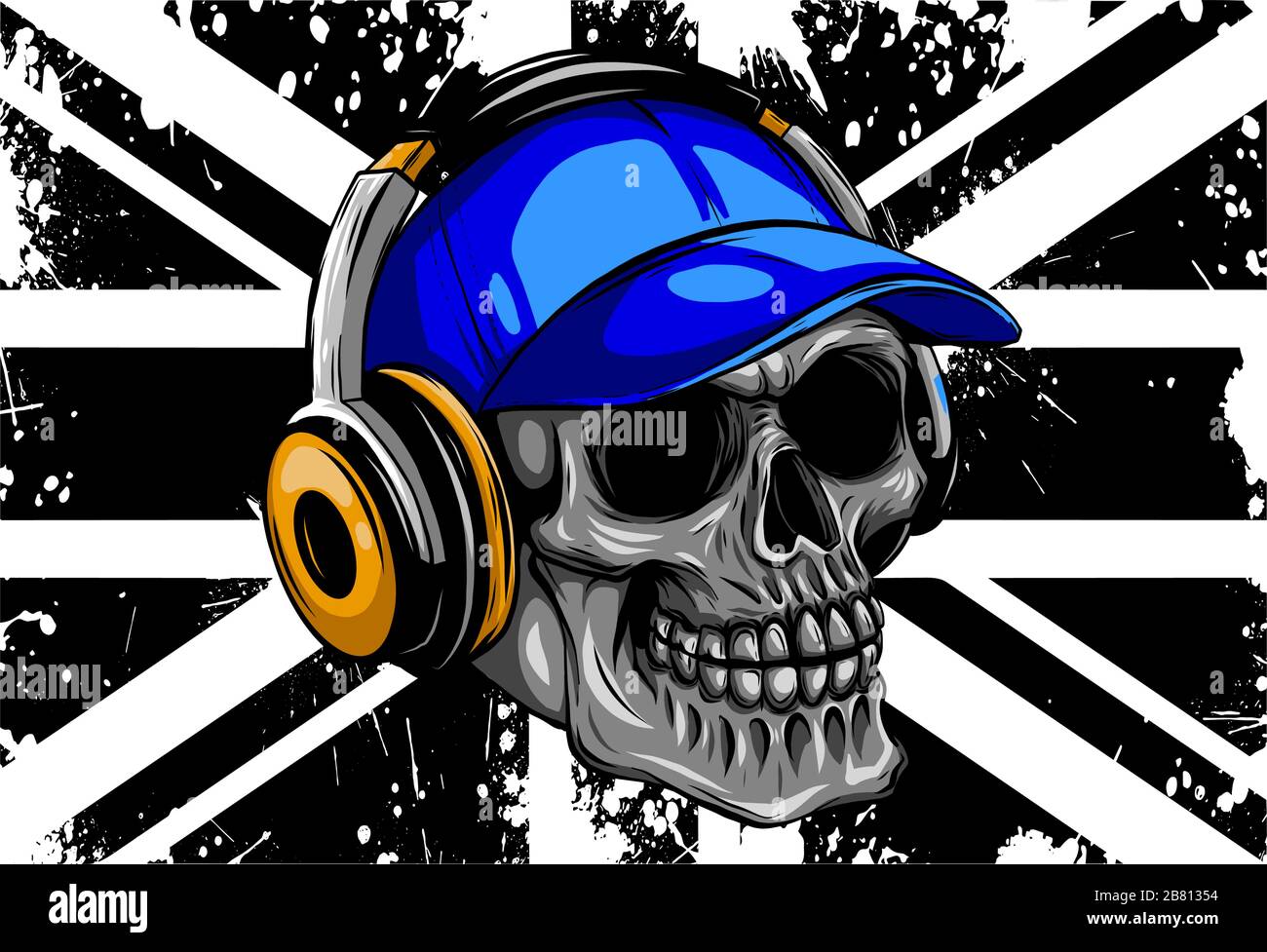 Crâne et drapeau Grande-Bretagne. Illustration vectorielle Illustration de Vecteur