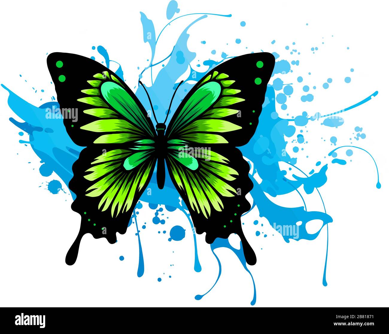 Papillon monarque réaliste dans toutes les couleurs de l'arc-en-ciel sur fond blanc. Vecteur Illustration de Vecteur