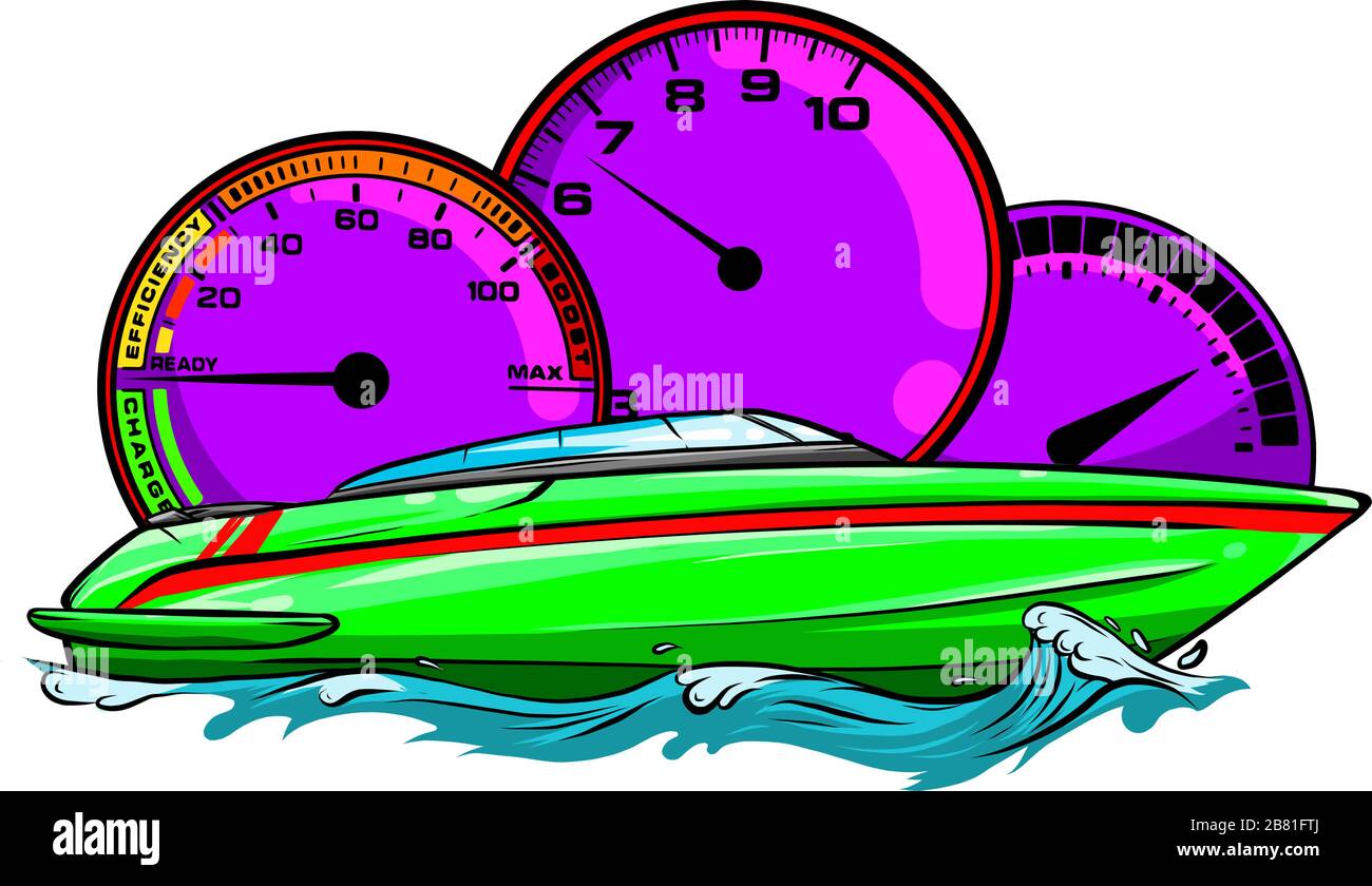 Course de bateau à moteur Illustration vectorielle art design Illustration de Vecteur
