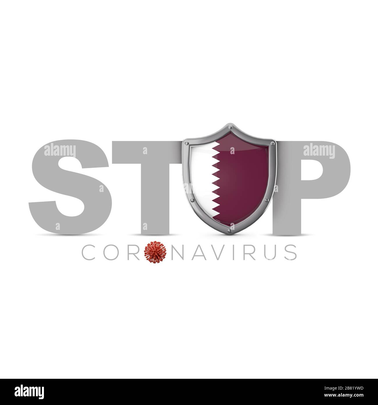 Protection Qatar. Arrêter le concept de coronavius. Rendu tridimensionnel Banque D'Images