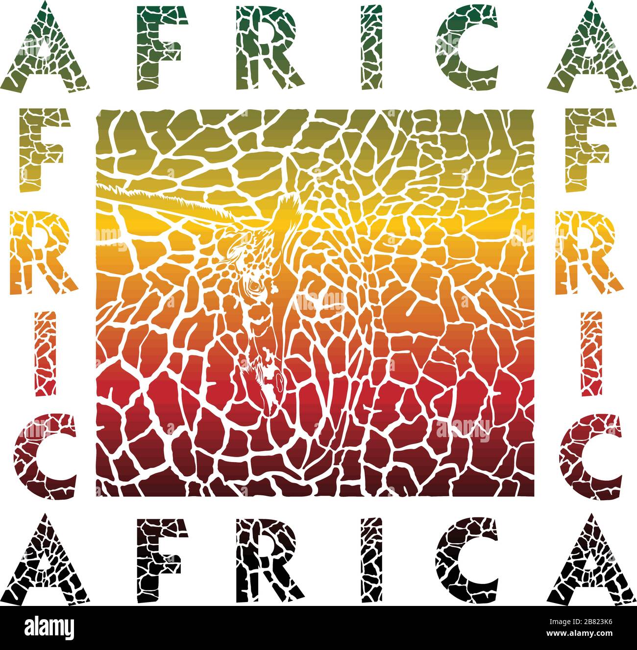 Arrière-plan coloré girafe et texte Afrique Illustration de Vecteur