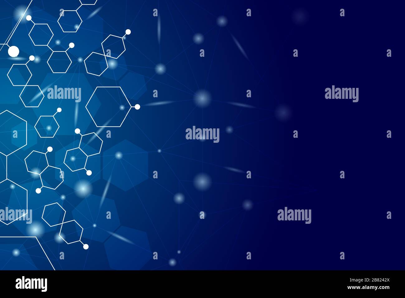 Fond de science de gradient bleu avec forme hexagonale, effet brillant et espace de copie pour le texte du message. Illustration de Vecteur