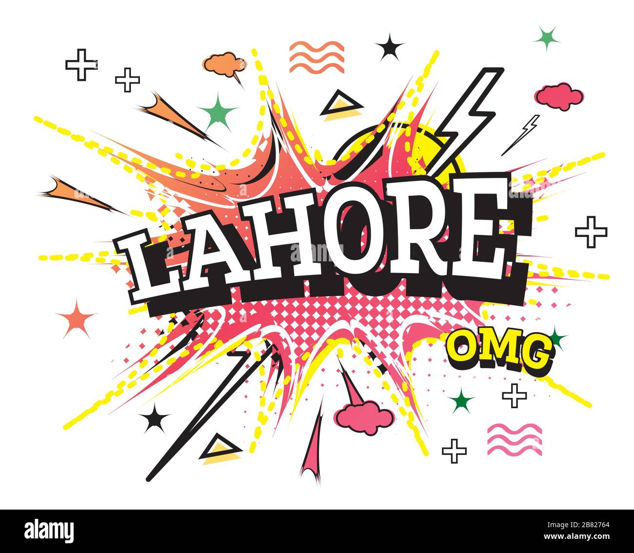 Lahore Comic texte en style Pop Art isolé sur fond blanc. Illustration vectorielle. Illustration de Vecteur