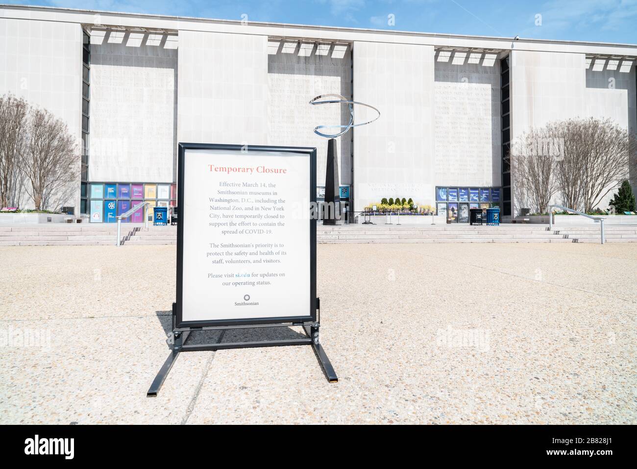 Smithsonian Museum of American History fermé à la suite de la distanciation sociale de la pandémie COVID-19. Banque D'Images