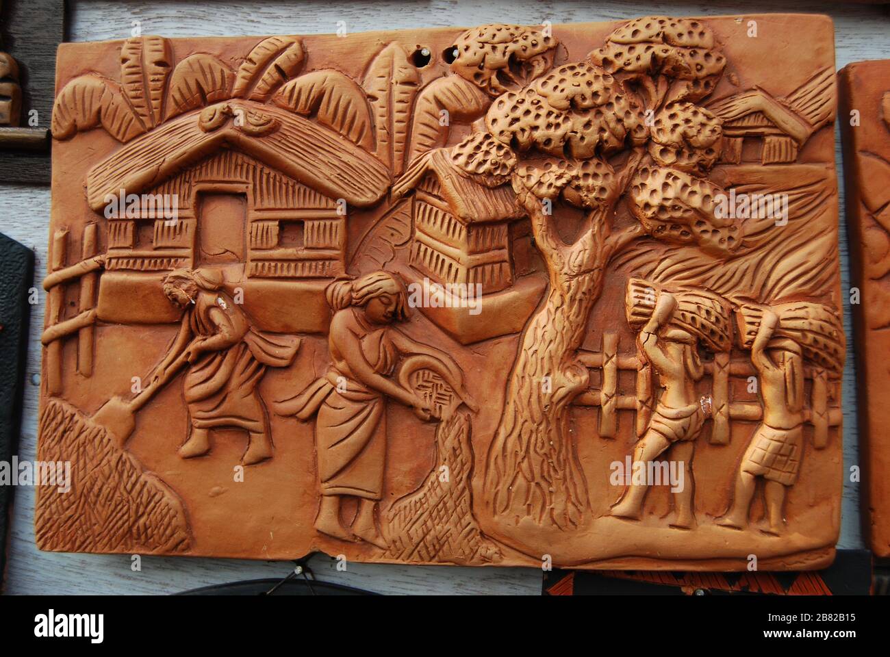 Une murale sur le mur de la Bangla Academy. Dhaka, Bangladesh. Janvier 2008. Banque D'Images