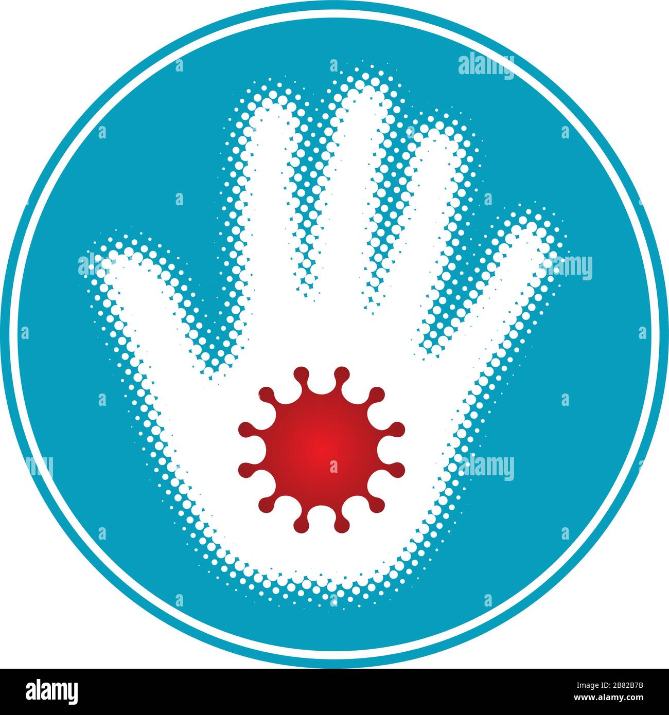 Main demi-teinte avec symbole de coronavirus. Icône vecteur. Illustration de Vecteur