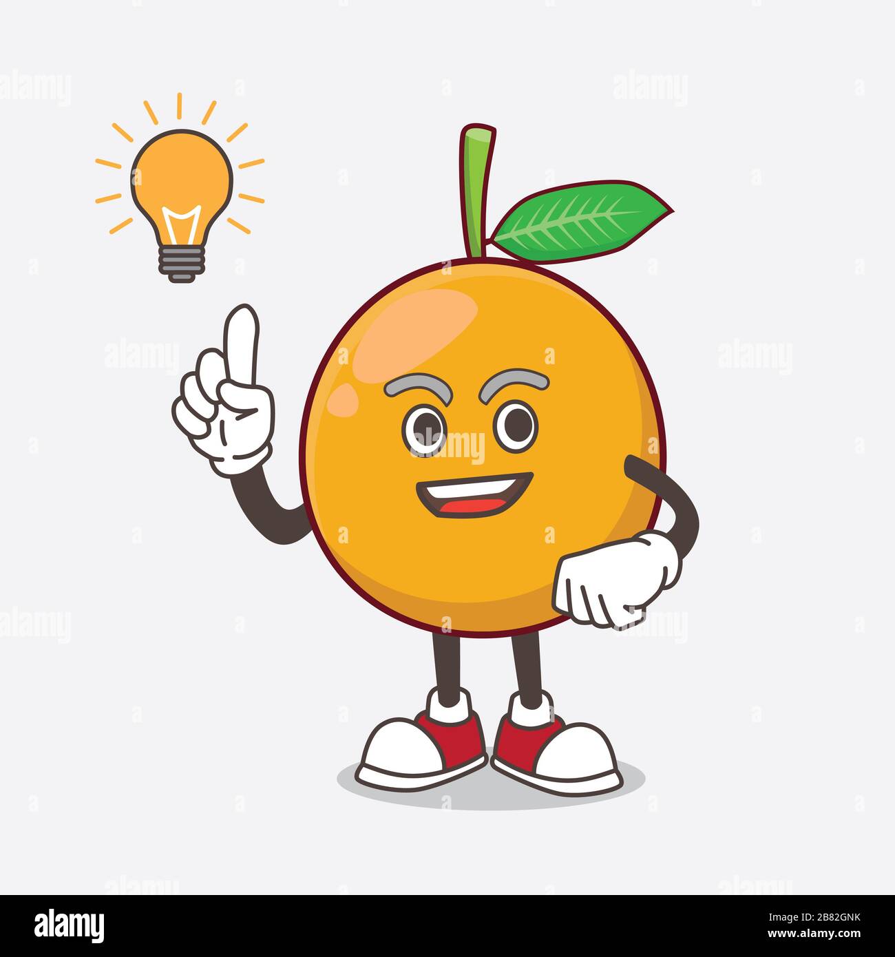 Le personnage de mascotte de dessin animé africain de Mangosteen a une idée Banque D'Images