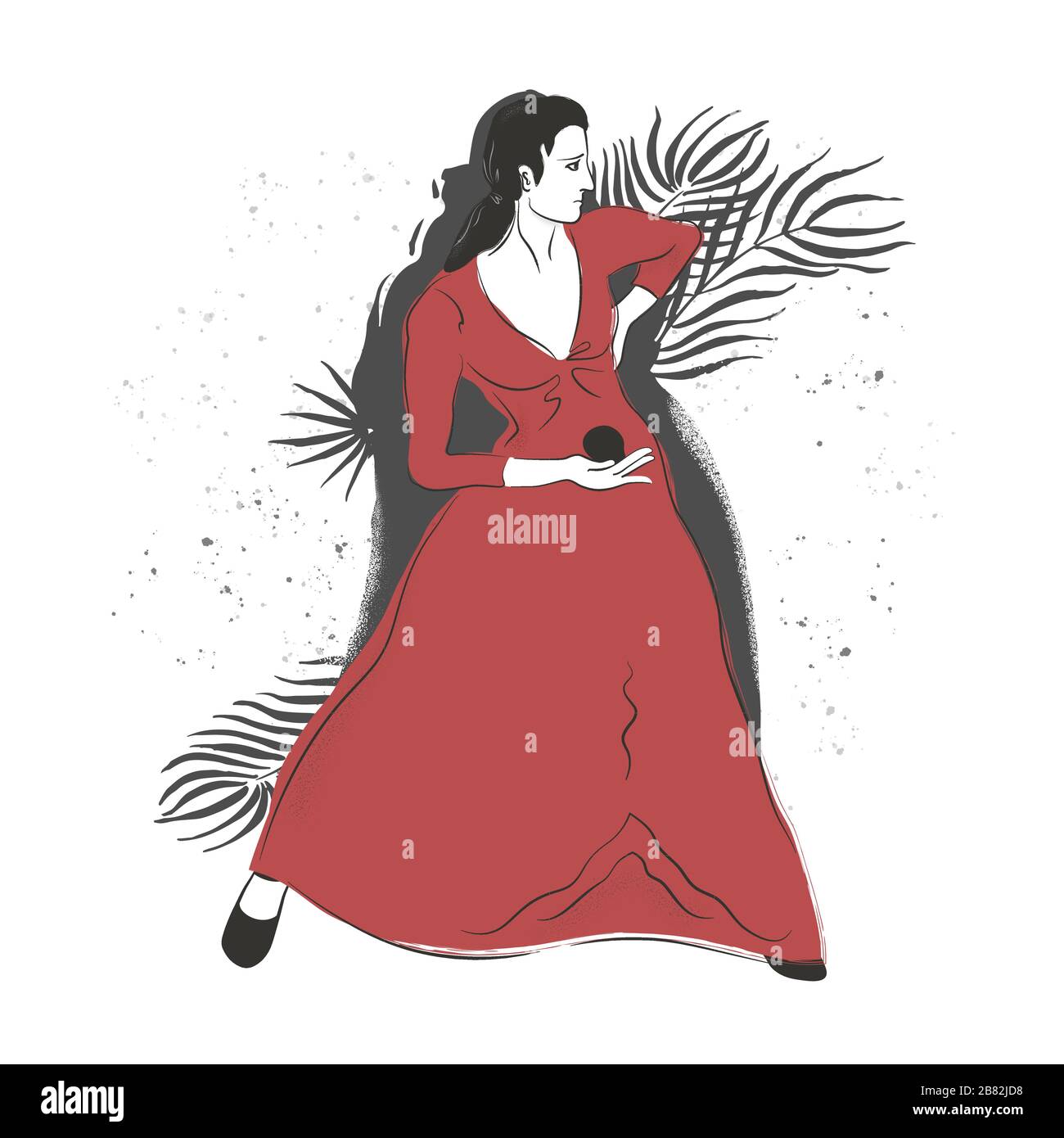 Danseuse espagnole de flamenco avec illustration vectorielle de castes. Illustration de Vecteur