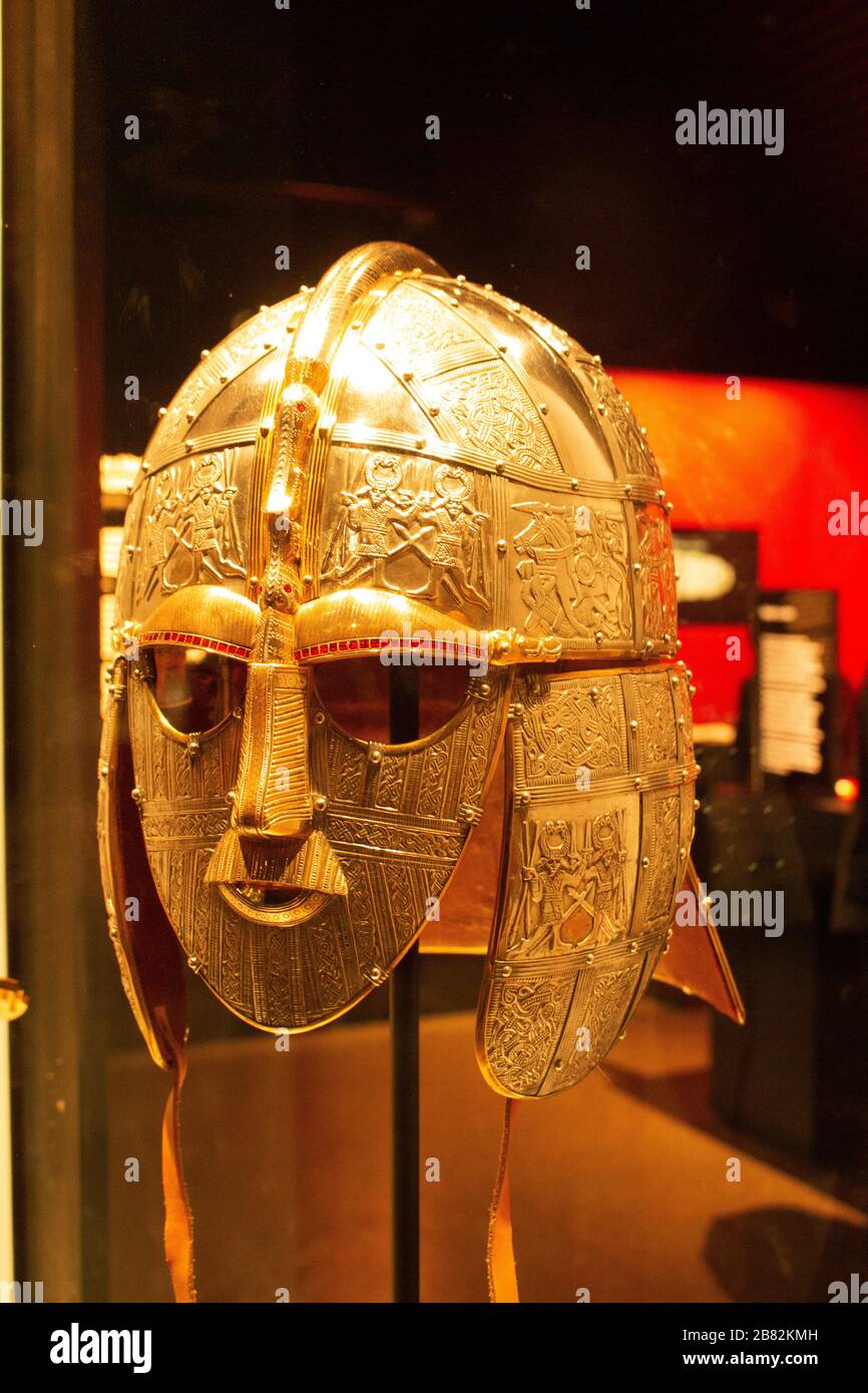 Sutton Hoo Treasure Helmet Shield Suffolk roi anglo-saxonne Banque D'Images