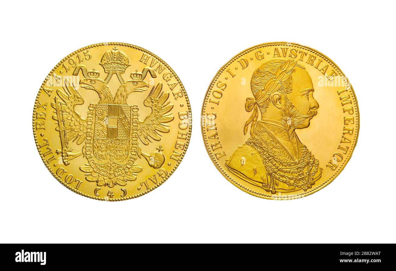 Pièce d'or, obverse et inverse, pièce d'or autrichienne, canal d'or, Autriche Banque D'Images