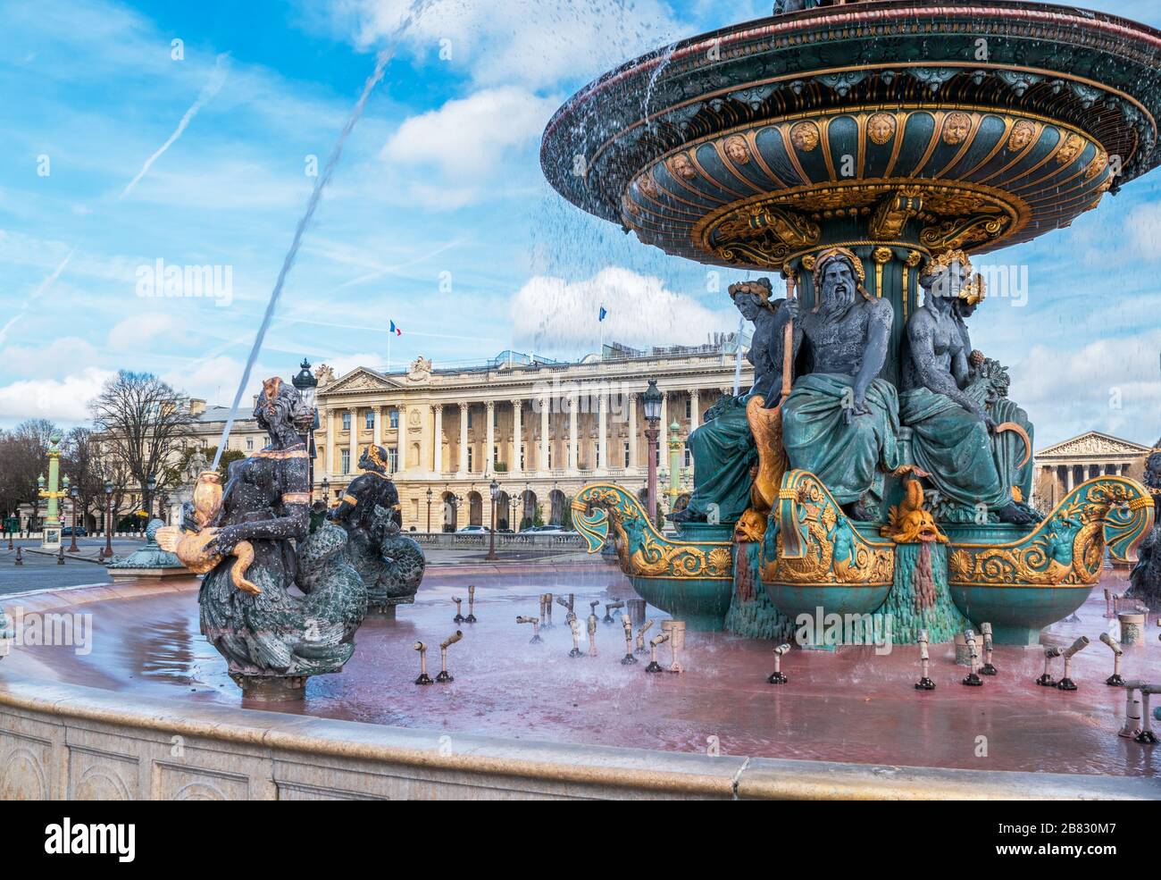 Fontaine des rivières à la place de la Concorde - Paris, France Banque D'Images