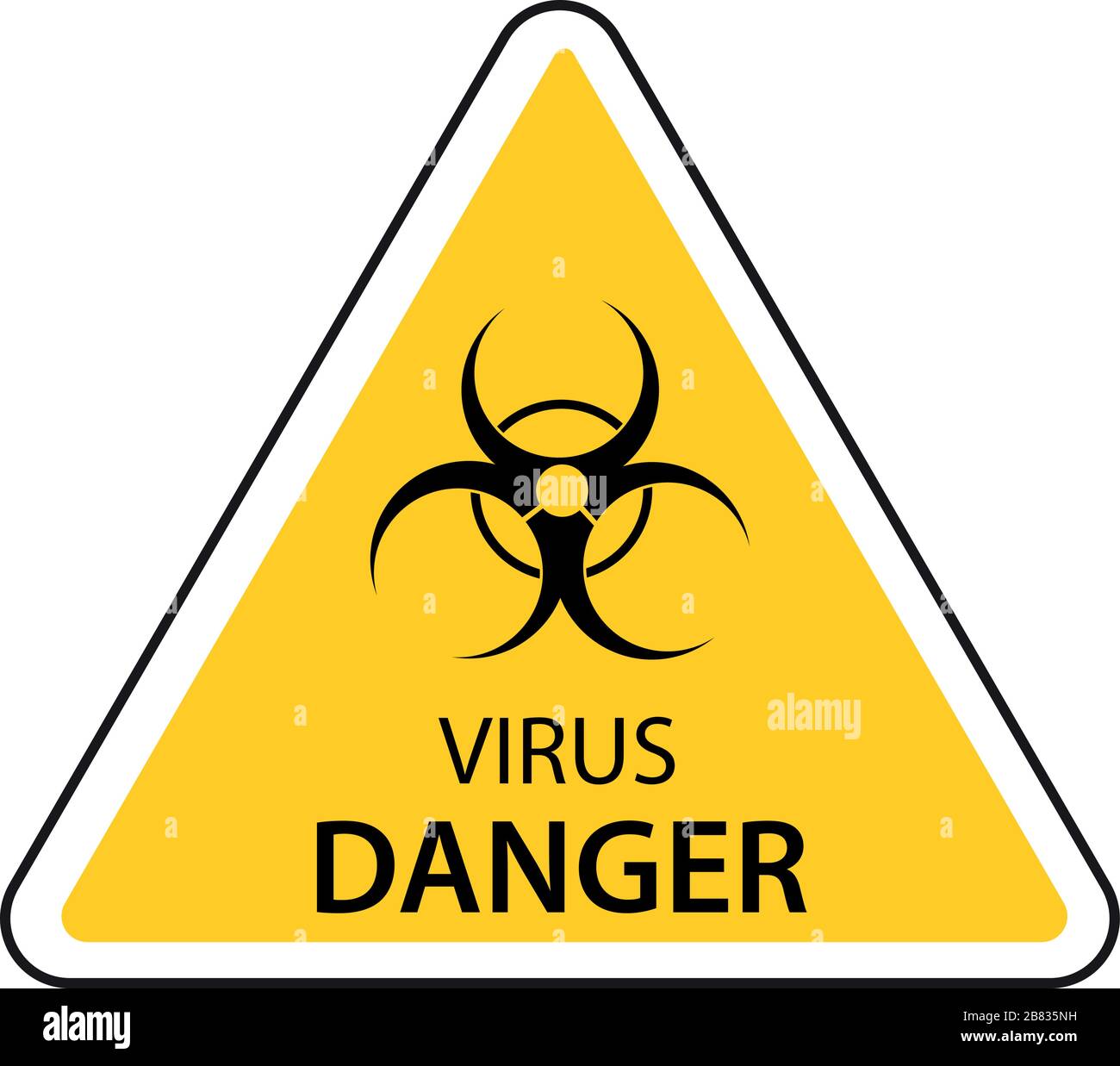 Bouclier jaune avec un symbole de virus et le texte virus danger - Vector Illustration de Vecteur