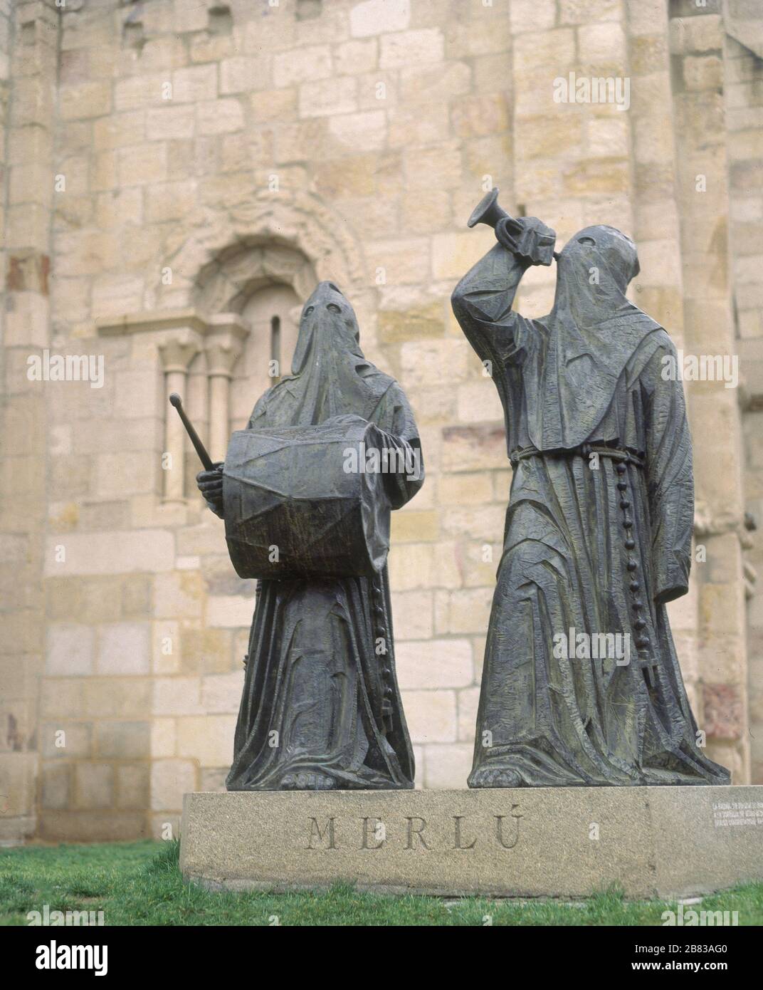 MONUMENTO AL MERLU O A LA COFRADIA DE JESUS DE NAZARERO -1996 - BRONCE PATINADO. Auteur: ANTONIO PEDRERO. Emplacement : EXTÉRIEUR. ESPAGNE. Banque D'Images