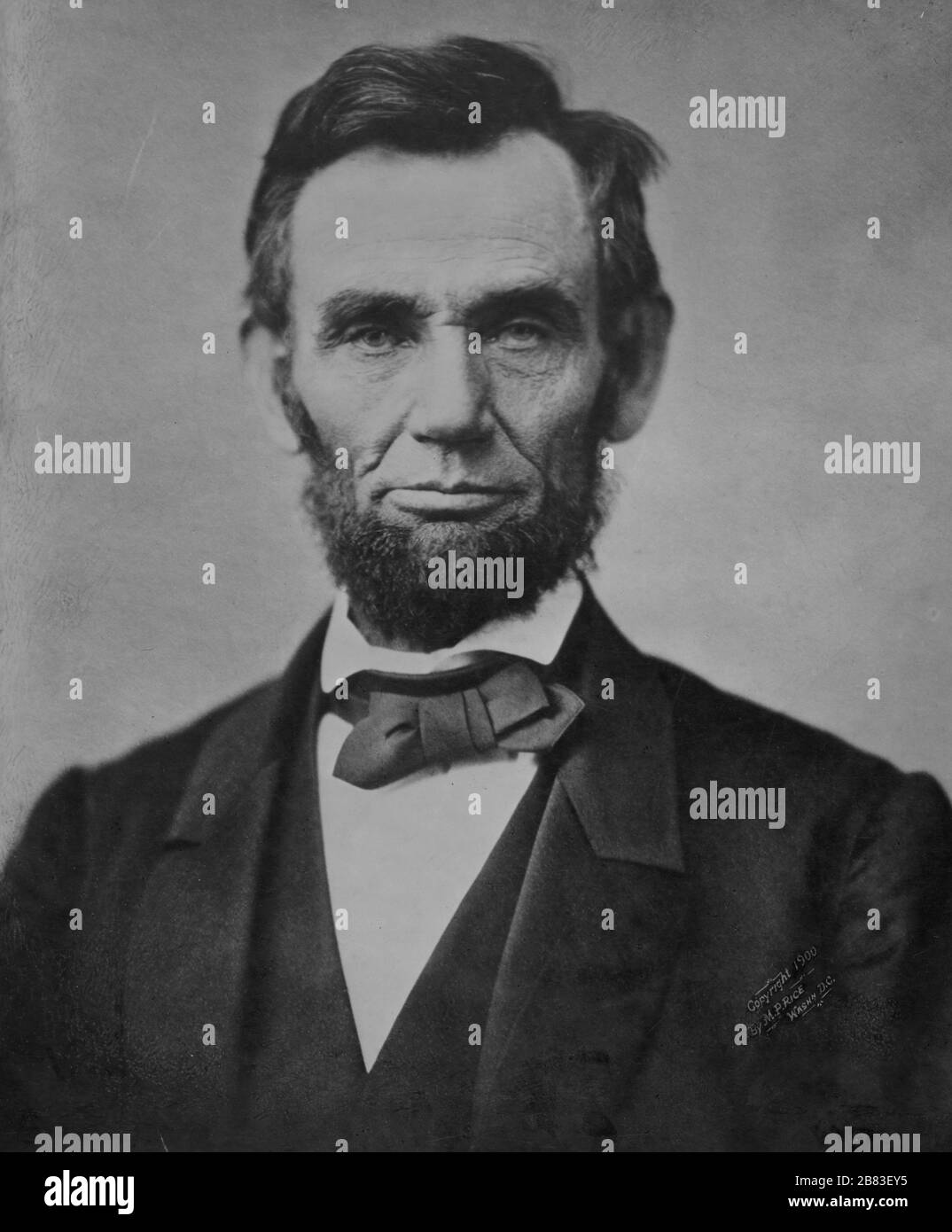 Portrait de la tête et des épaules du président américain Abraham Lincoln, 1863. Avec la permission de la Bibliothèque du Congrès. () Banque D'Images