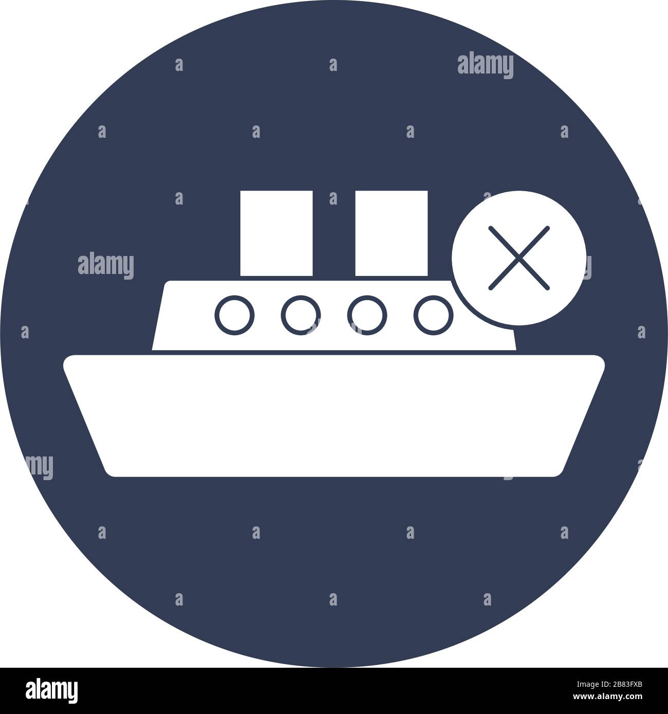 symbole de trafic maritime interdit de l'icône de croisière sur fond ...