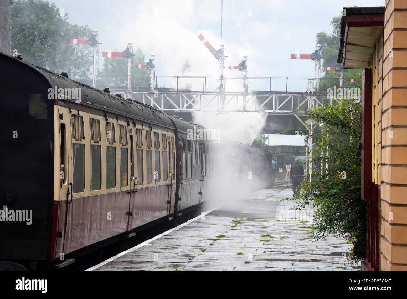 Train à vapeur à la gare de Bury, East Lancashire Railway, Bury, Manchester, Angleterre Banque D'Images