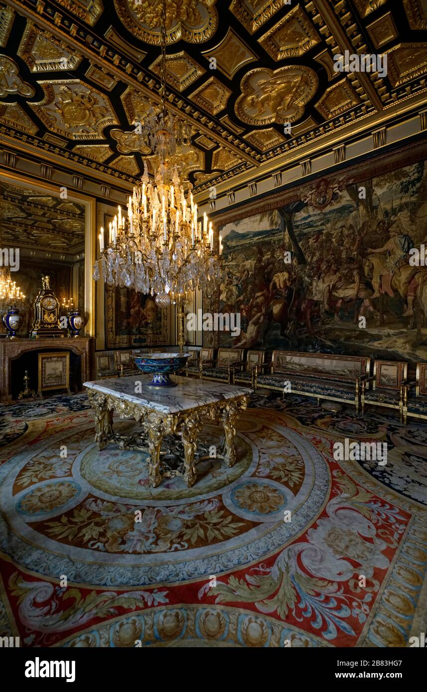 La salle de réception du Pope's Apartments.Fontainebleau Palace.Château de Fontainebleau.Seine-et-Marne.France Banque D'Images